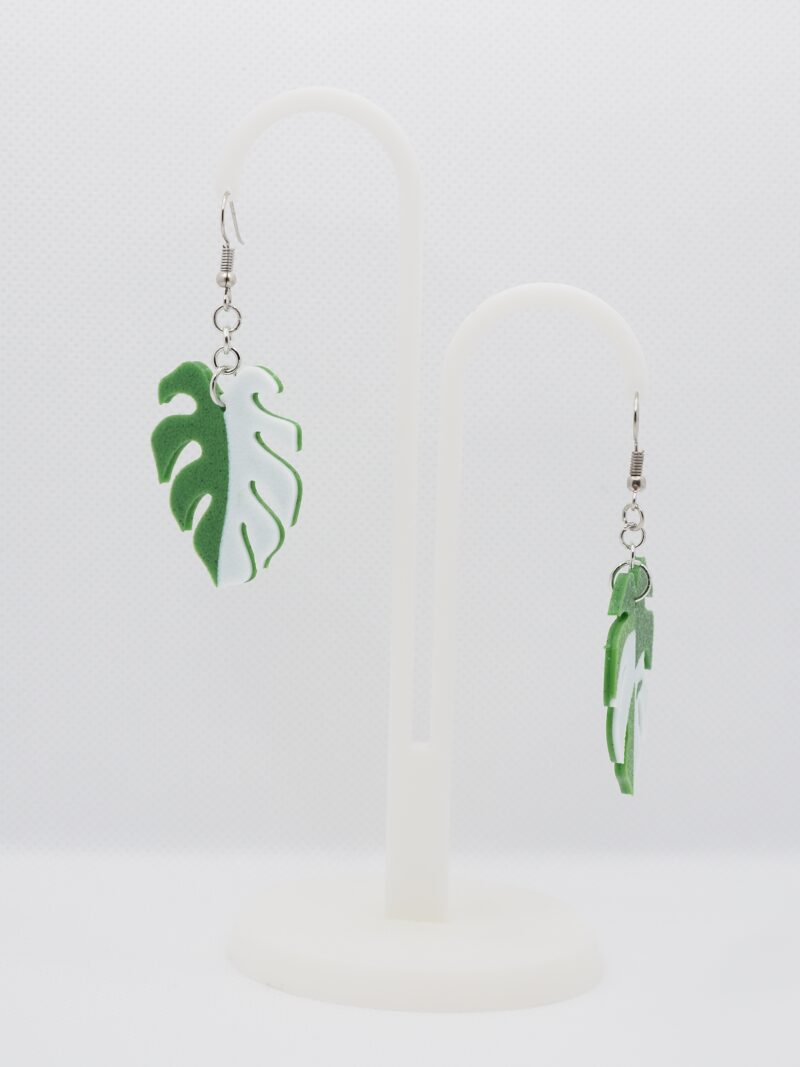 Tropical Monstera Leaf Earrings - Image 2