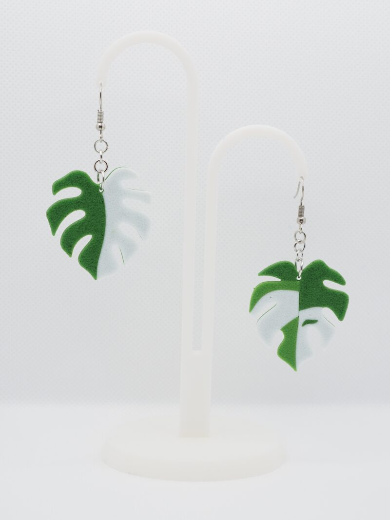 Tropical Monstera Leaf Earrings - Image 3